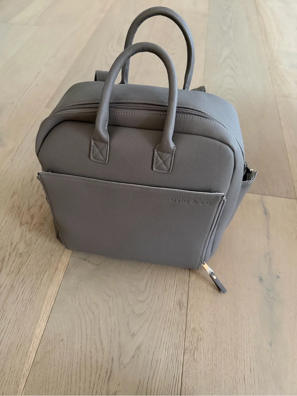 Ayla & Co ‘The Ayla’ taupe vegan leather diaper bag with accessories